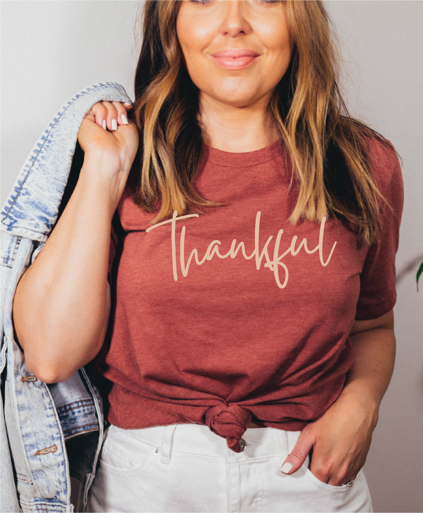 Blonde Ambition Apparel & Designs - Thankful Tee: Heather Brown w/ Tan Font