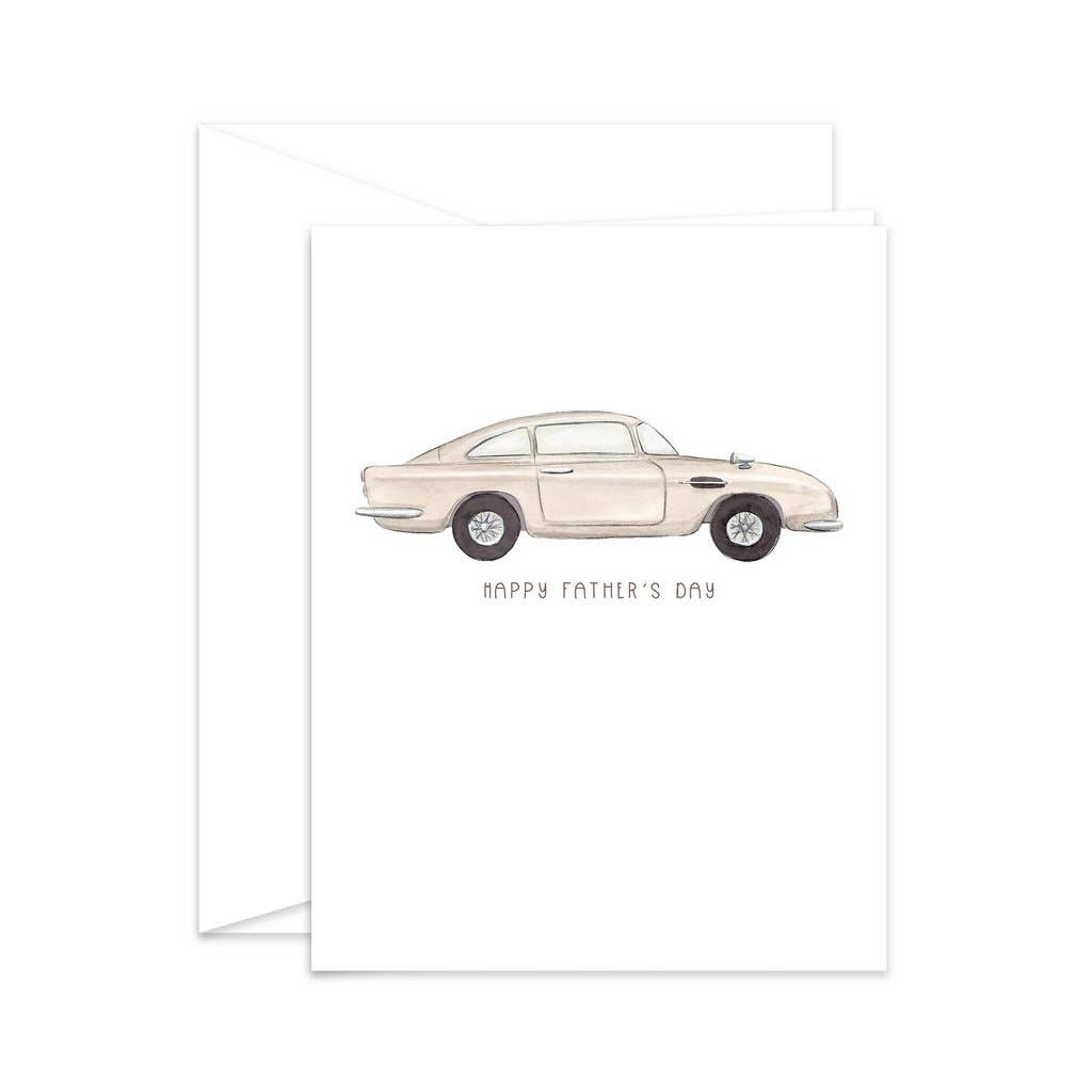 Almeida Illustrations - Vintage Aston Car - Father's Day Greeting Card: White