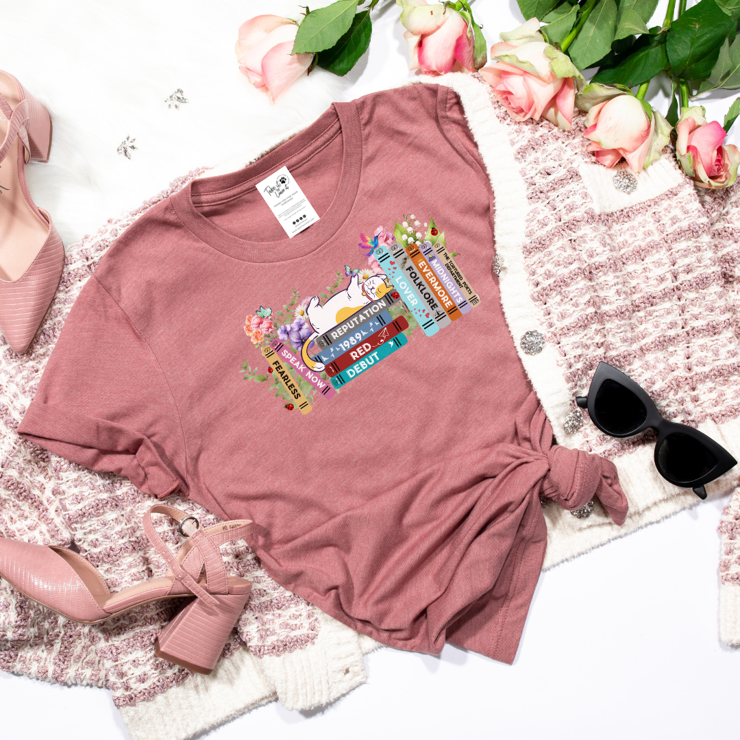 Take it 'N' Leave it - Taylor Album Books Heathered Boyfriend Tshirt: Mauve Pink