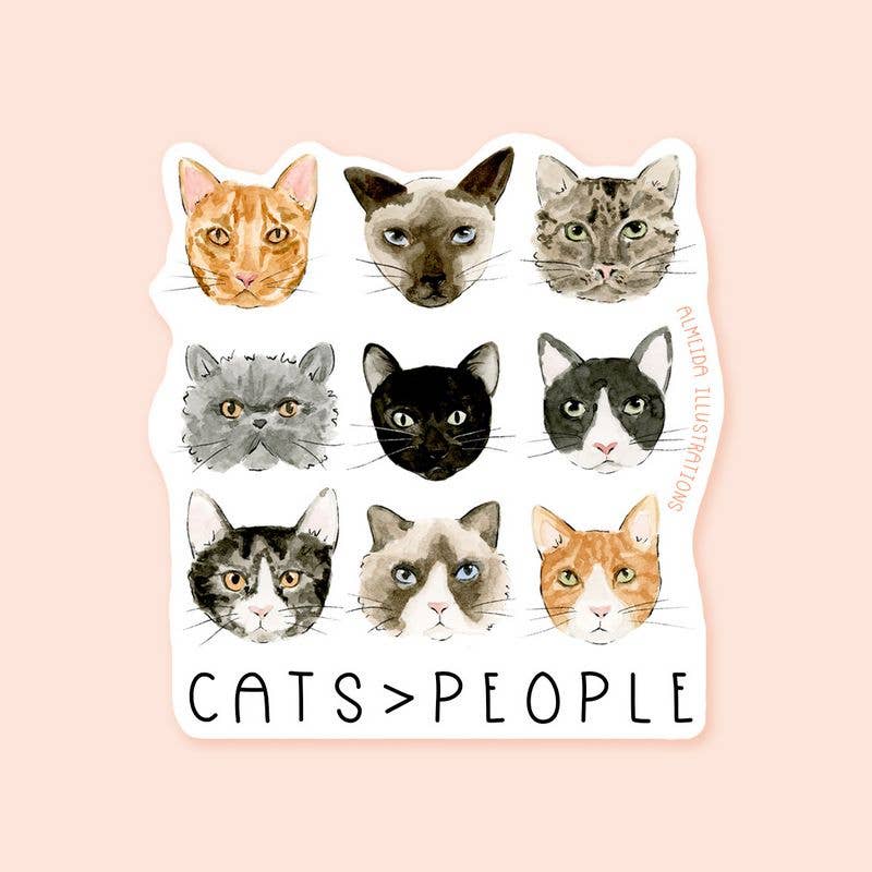 Almeida Illustrations - Cats > People Sticker | Funny Cat Sticker