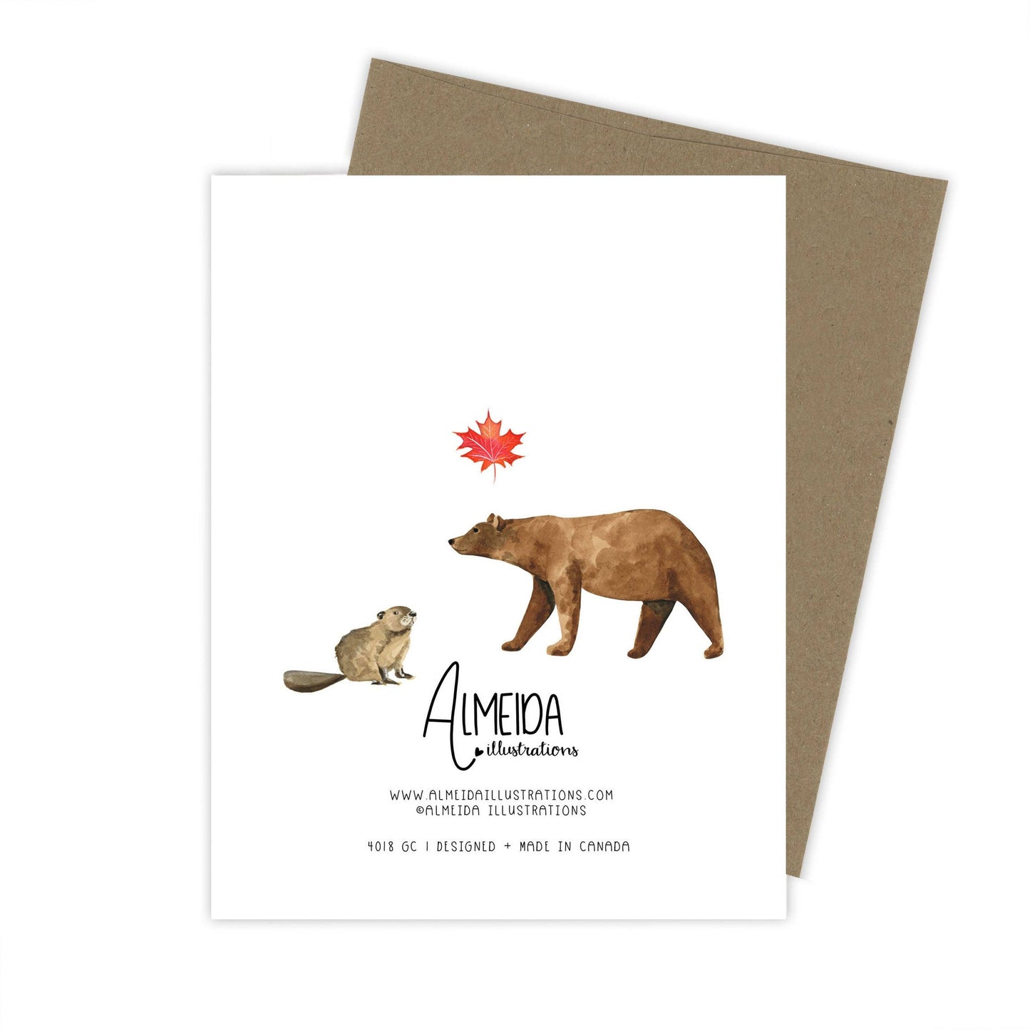 Almeida Illustrations - Canada Eh! Card | Canadian Animals: White