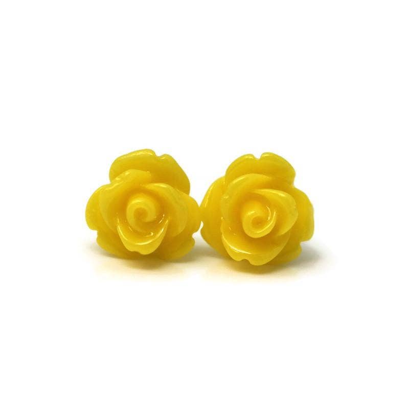 Pretty Smart - Teal Rose Stud Earrings, 9mm: Invisible Clip On