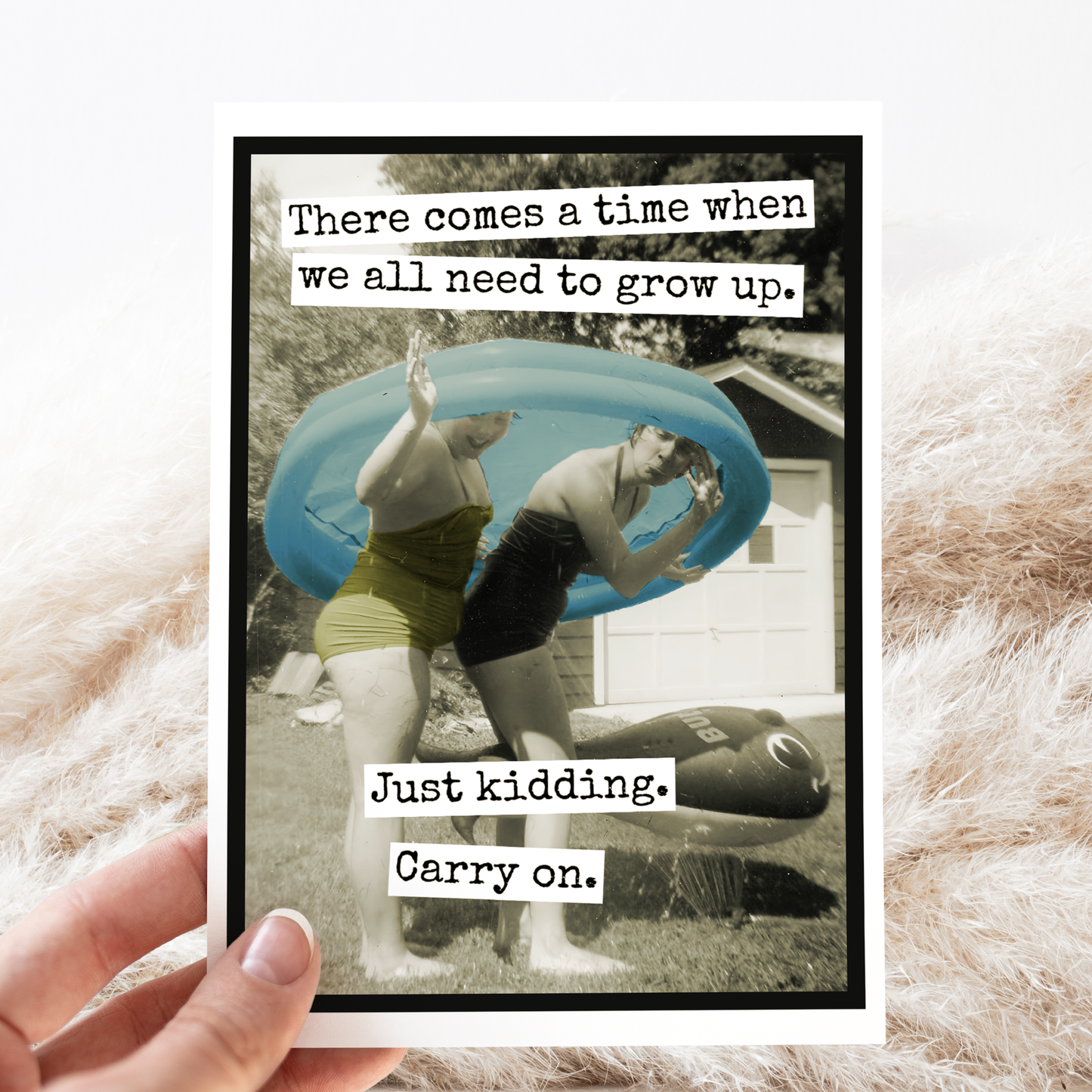 Raven's Rest Studio - Funny Birthday Card. jk Carry On. Vintage Photo Greeting.