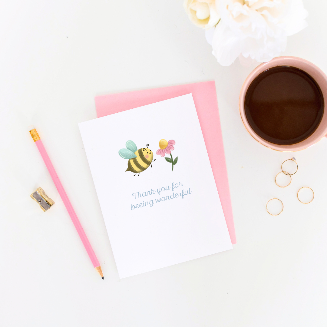 The Pretty Pink Studio - Beeing Wonderful | Thank You Greeting Card