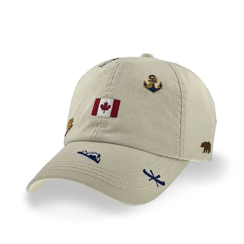 Northern Icons Creations INC - Canada Icons All-Over Embroidery Cotton Cap: Black