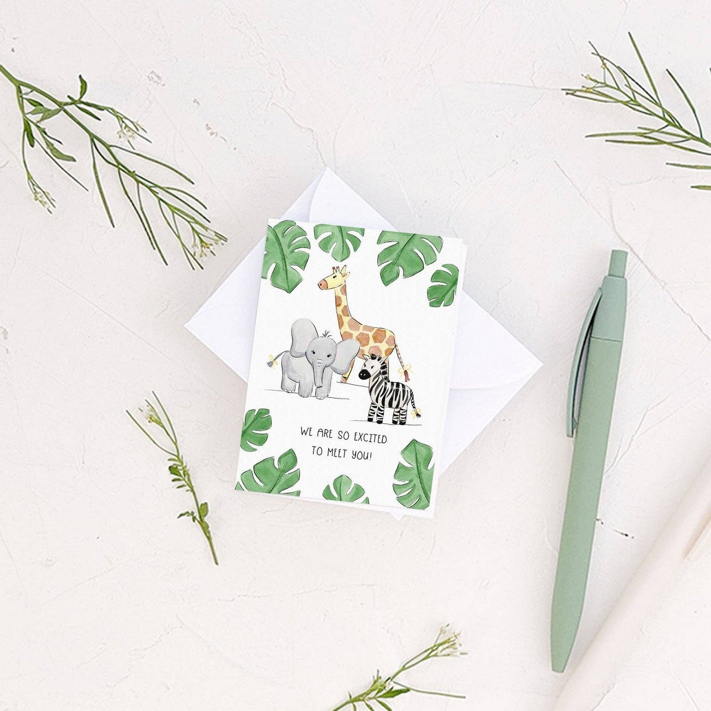 Almeida Illustrations - Mini Card - Excited to meet you! New Baby Enclosure Card