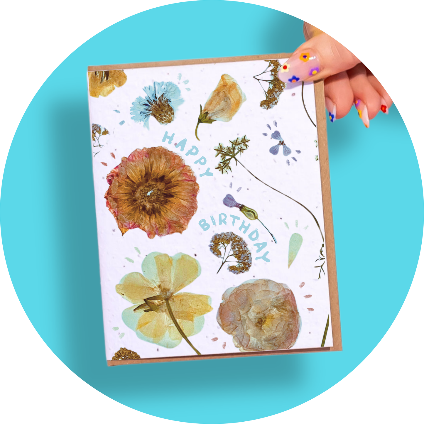 SowSweet Greetings Inc - Pressed Flowers - Happy Birthday