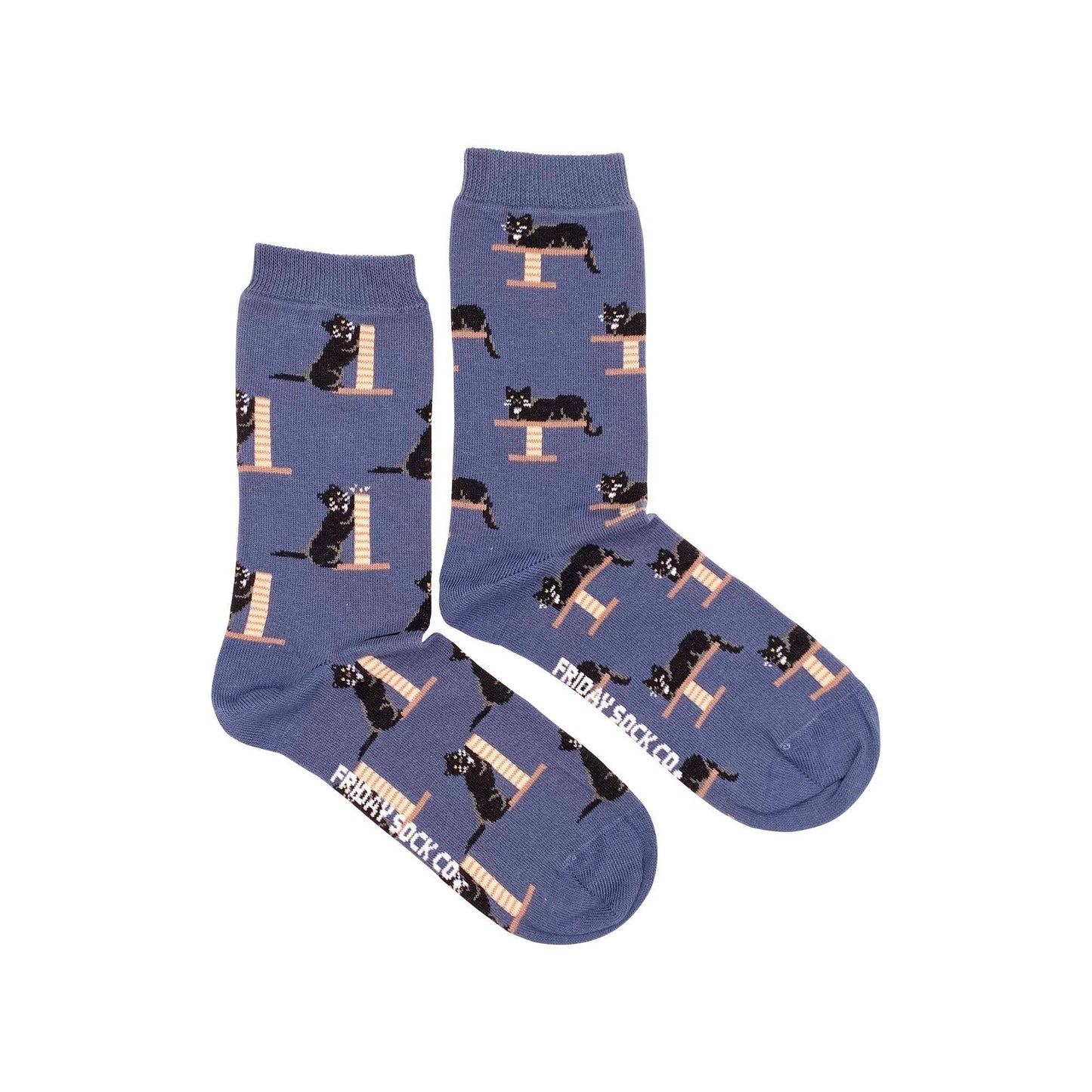 Friday Sock Co. - Cat Socks for Women | Cozy Black Cat | Mismatched | Gift: Women’s 5 – 10