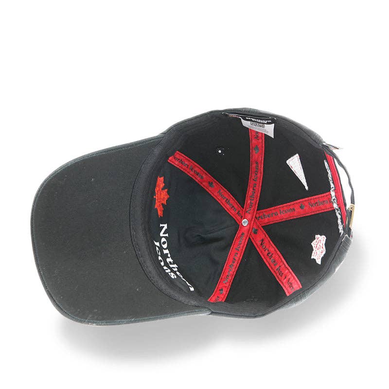 Northern Icons Creations INC - Canada Icons All-Over Embroidery Cotton Cap: Black
