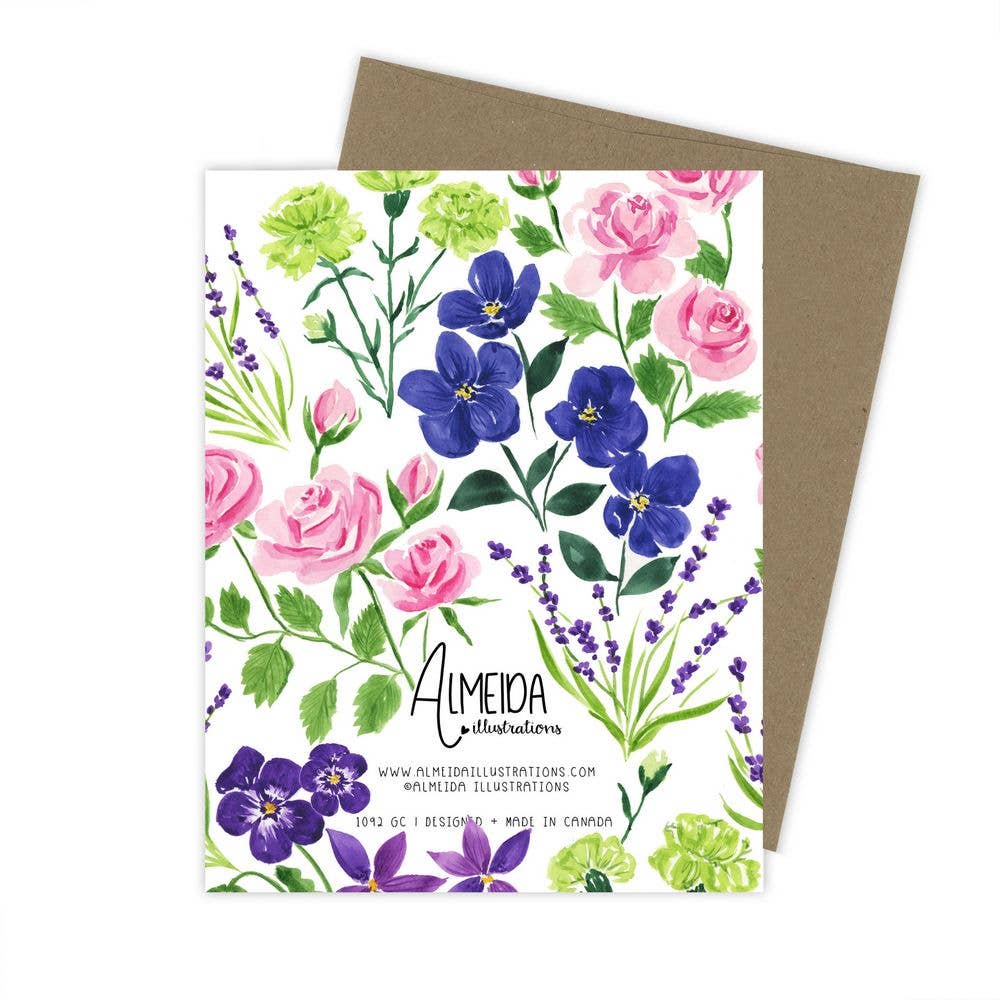 Almeida Illustrations - Pansies and Roses | Boxed Set of 6 Greeting Cards