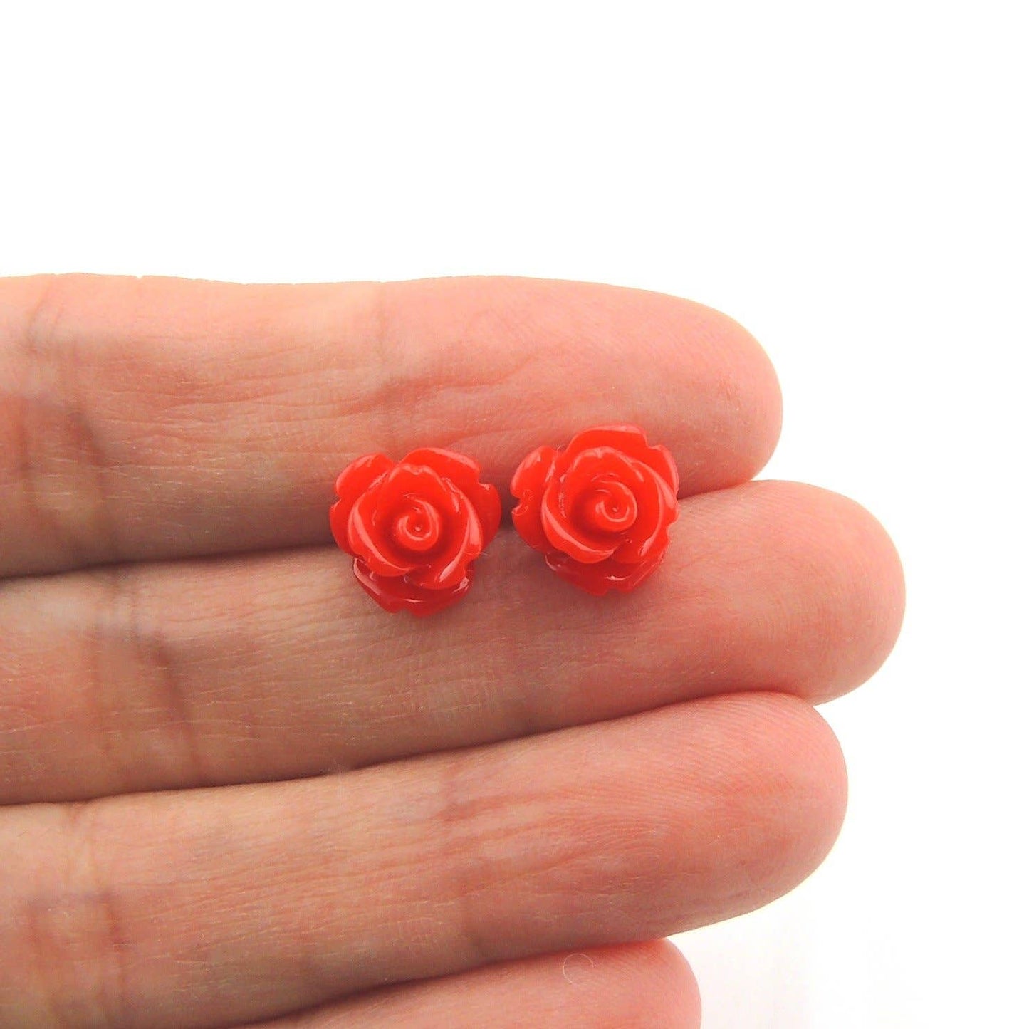Pretty Smart - Teal Rose Stud Earrings, 9mm: Invisible Clip On