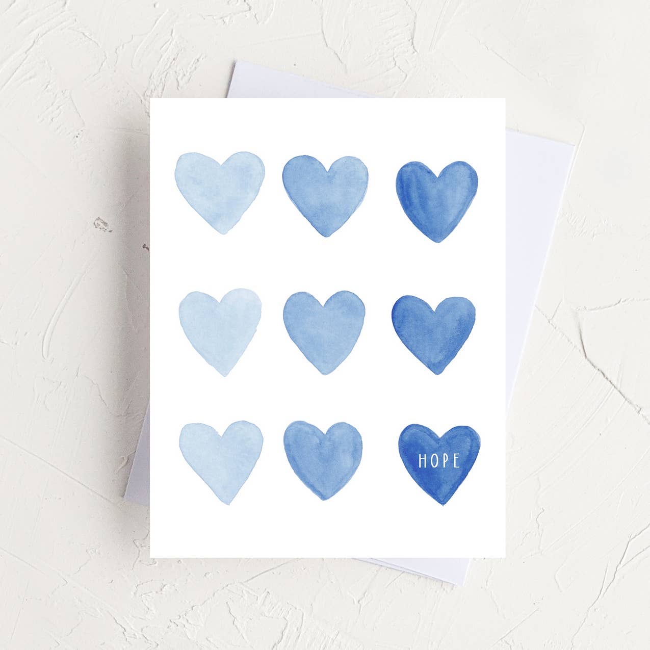 Almeida Illustrations - Hearts of Hope - Blue Encouragement & Sympathy Greeting Card: White