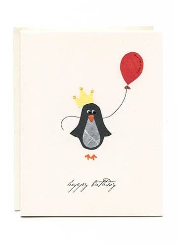 FLAUNT HANDMADE CORRESPONDENCES - "Happy Birthday" Penguin W/ Balloon
