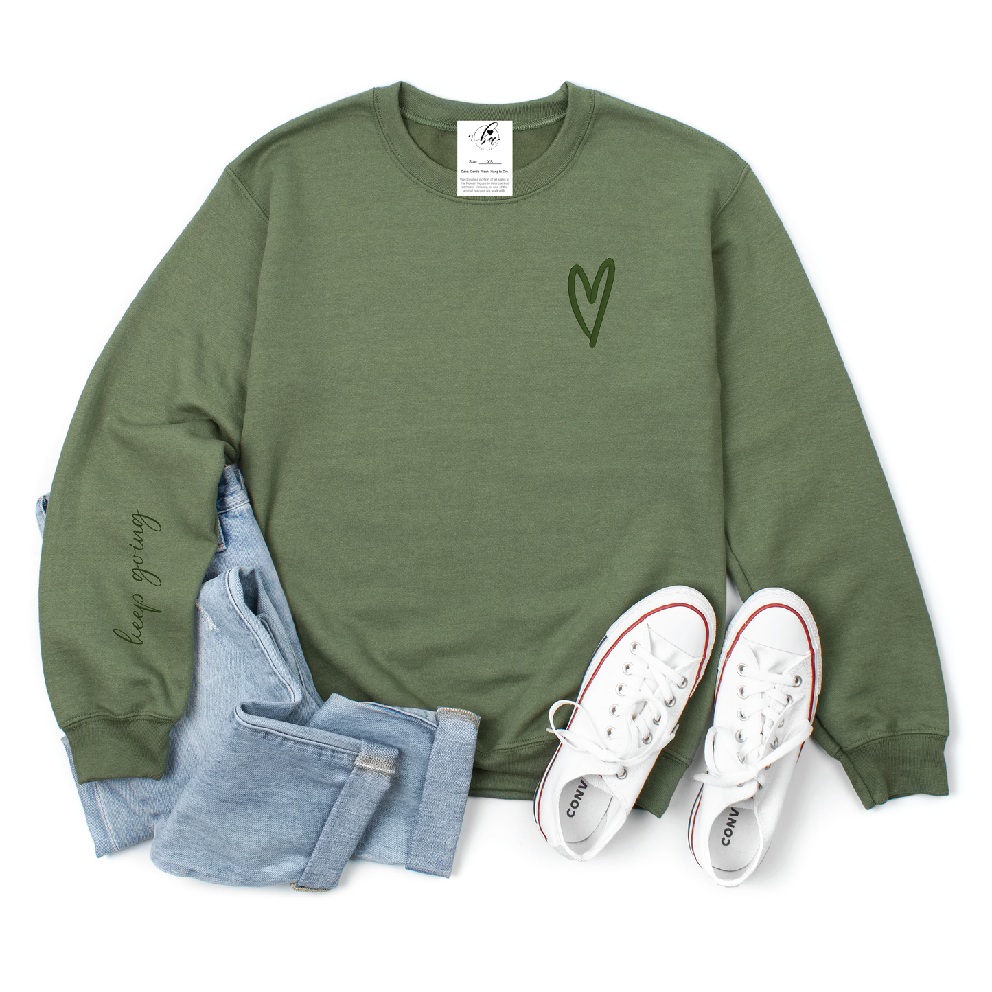 Blonde Ambition Apparel & Designs - 'Keep Going' Embroidered Cozy Crew Neck Sweater