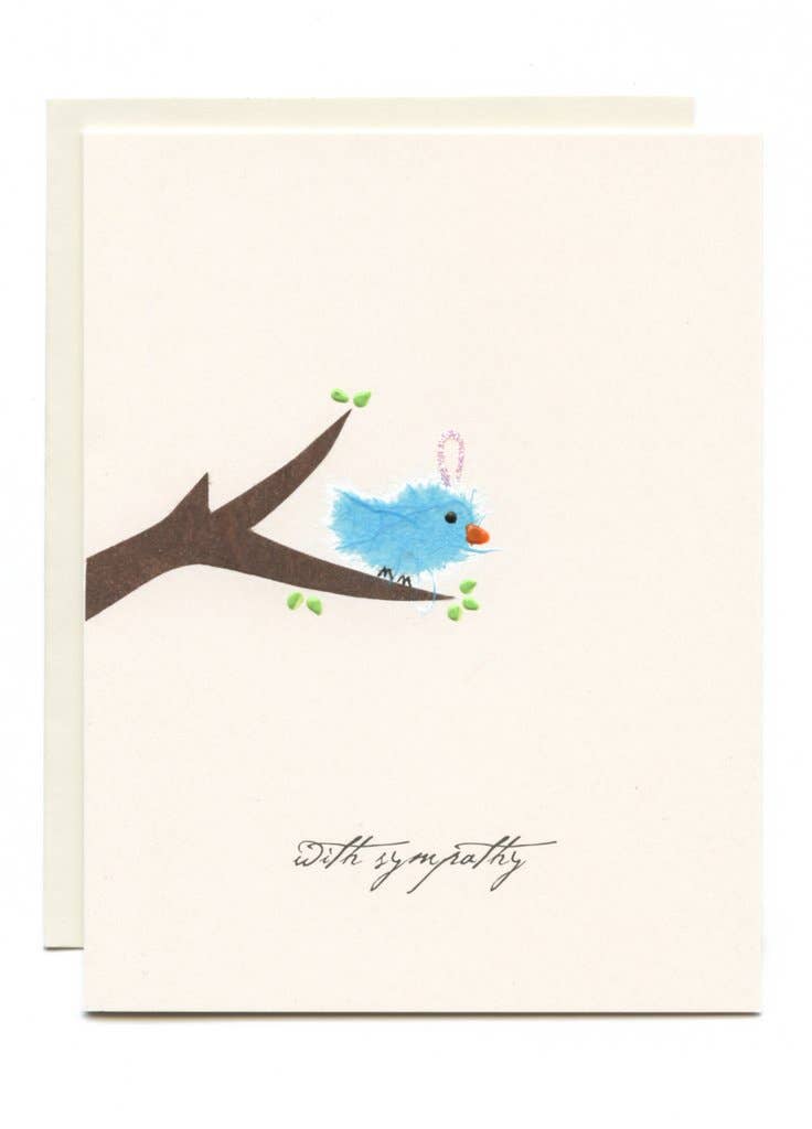 FLAUNT HANDMADE CORRESPONDENCES - "With Sympathy" Bird on Branch