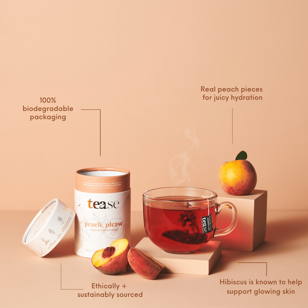 Tease | Wellness Tea Blends + Accessories - Peach Please: Hydration + Skin Support Wellness Tea Blendm