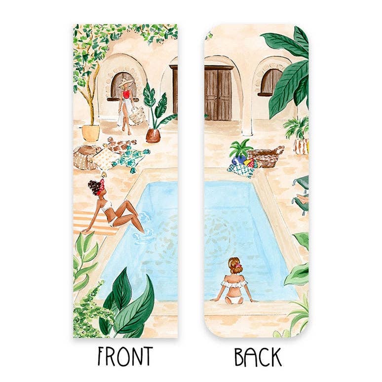 Almeida Illustrations - Ladies by the Pool Tropical Double Sided Girl Bookmark
