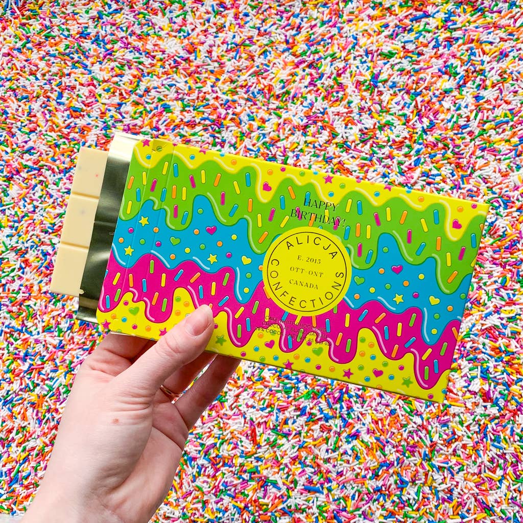 Alicja Confections - Happy Birthday! White Postcard Chocolate Bar