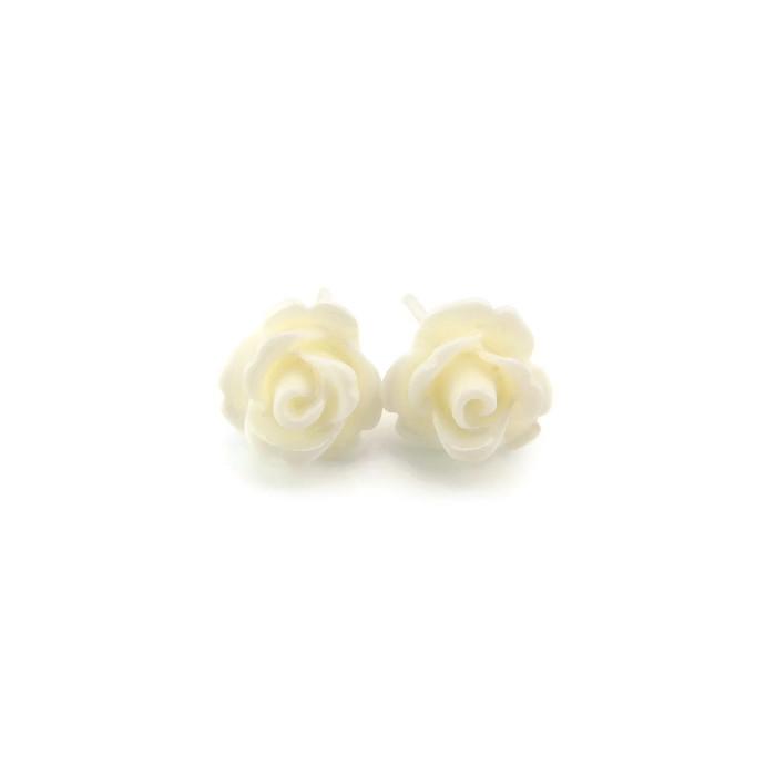 Pretty Smart - Teal Rose Stud Earrings, 9mm: Invisible Clip On
