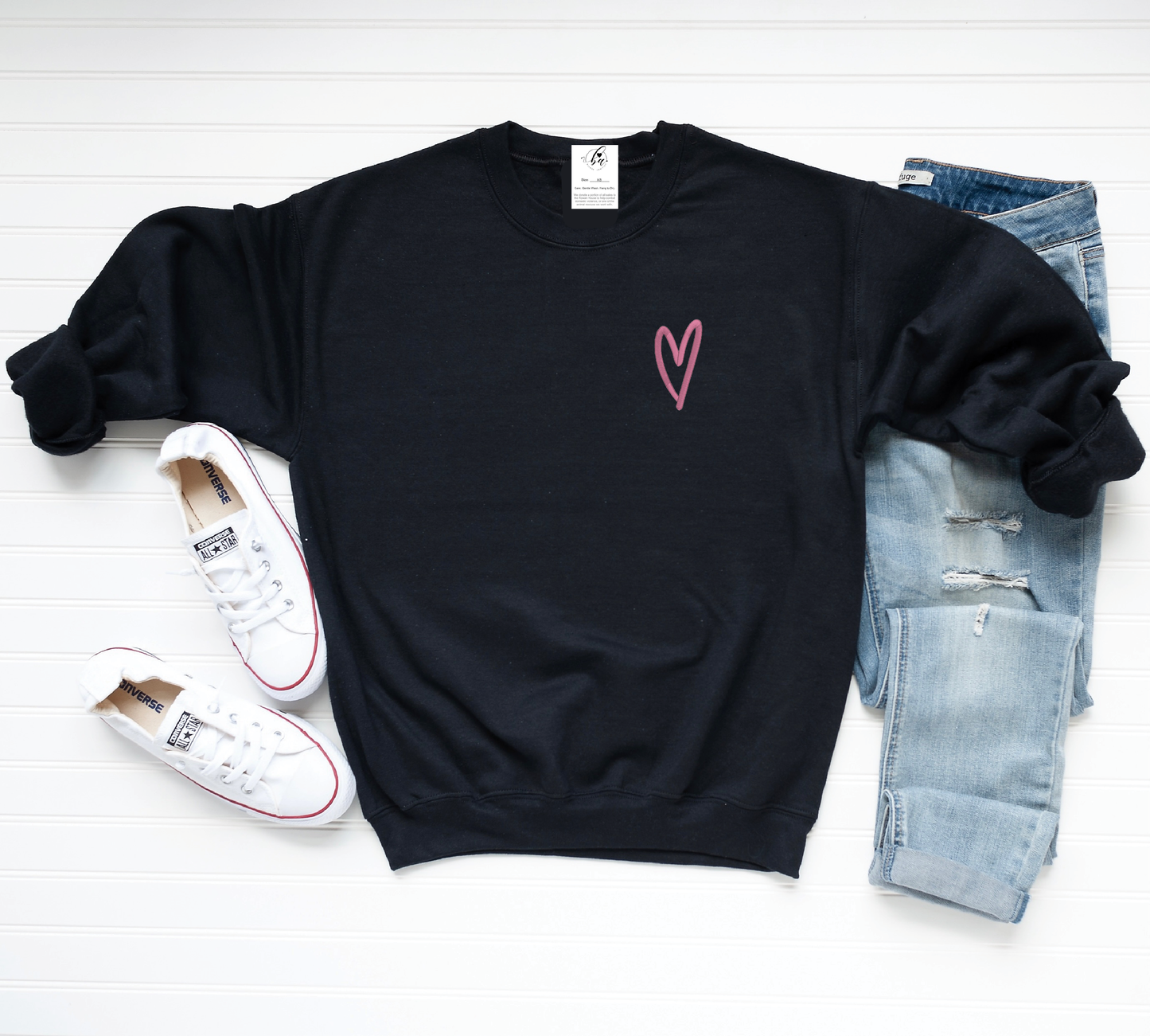 Blonde Ambition Apparel & Designs - Keep Going Embroidered Cozy Crew Neck Sweater Champagne Embroidery