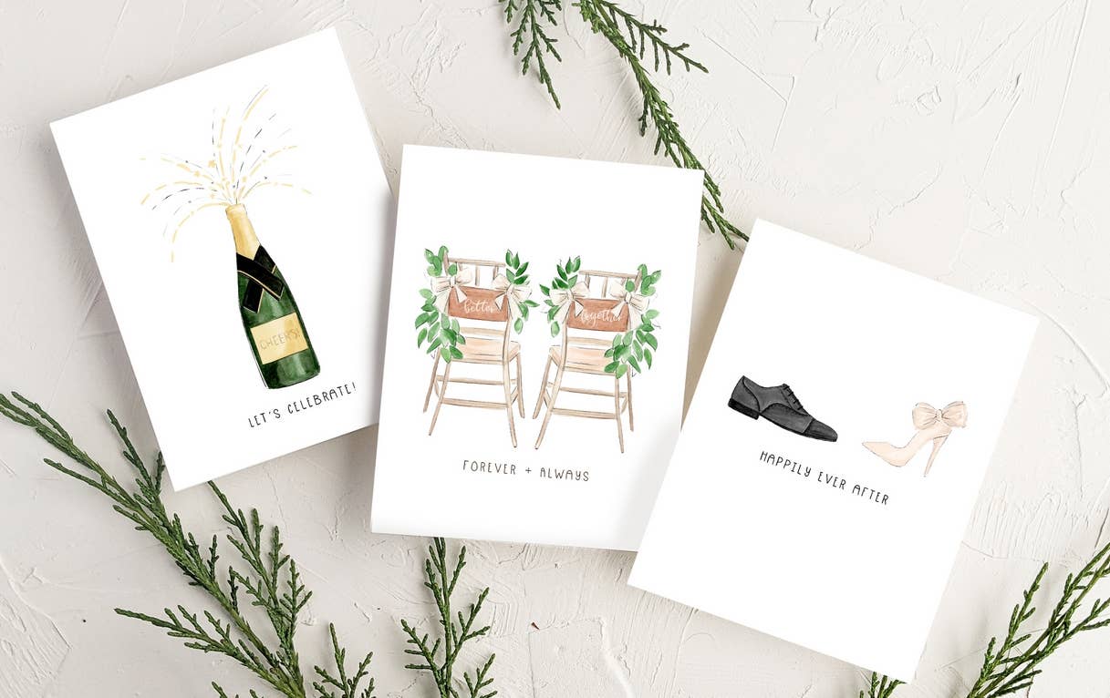Almeida Illustrations - Better Together - Newly Wed Wedding Greeting Card: White
