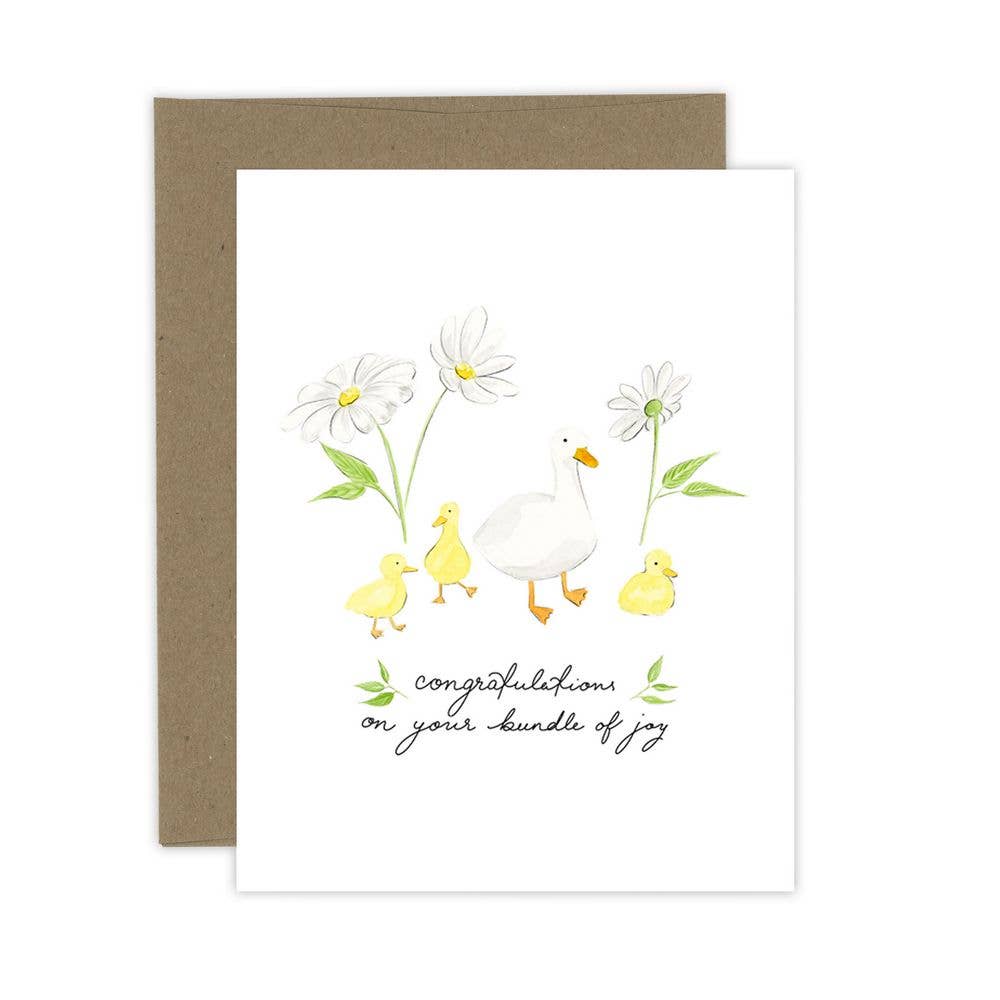 Almeida Illustrations - Congratulations on your Bundle of joy Baby Card | Ducklings: White