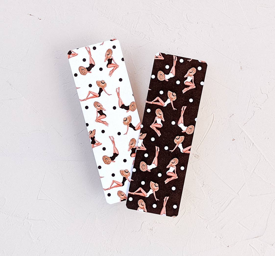 Almeida Illustrations - Retro Bikini Black + Cream Double Sided Bookmark