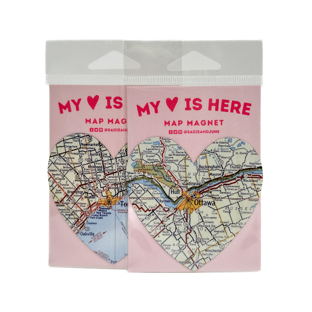 Sadie & June - Custom Map Magnet: "My Heart is Here"