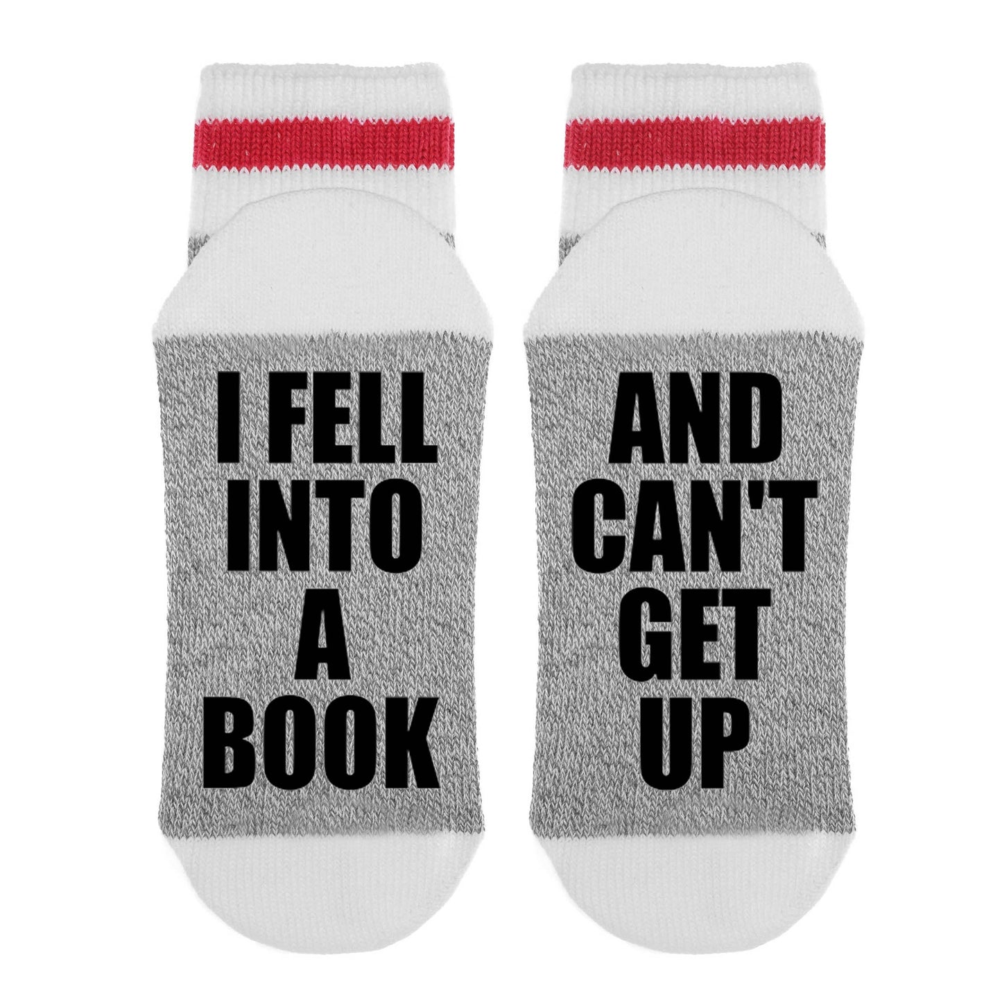 Sock Dirty to Me - I Fell Into A Book And Can't Get Up - Socks: Matte White