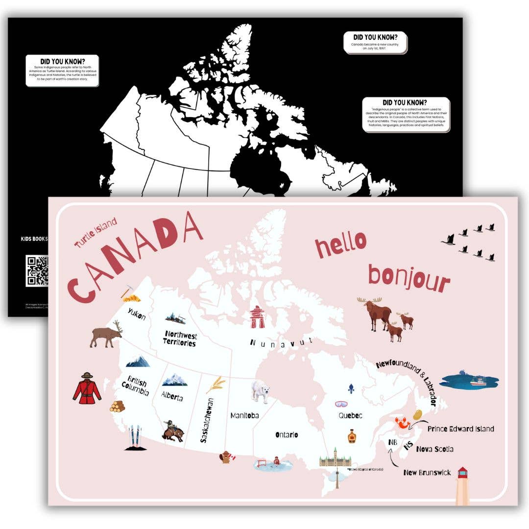 Doodle Paw Press - Map of Canada Kids Placemat – Double-Sided & Wipeable
