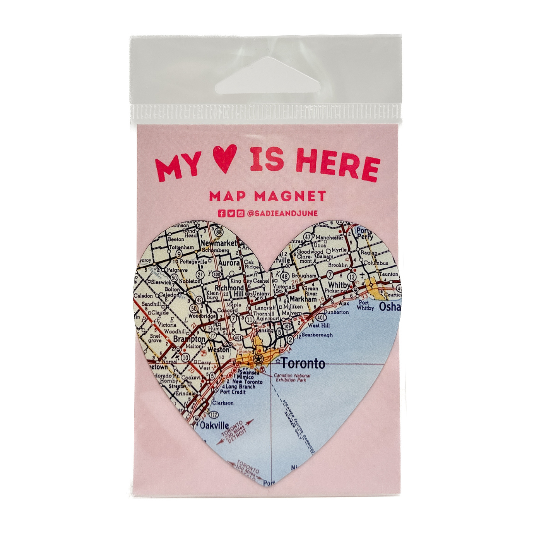Sadie & June - Custom Map Magnet: "My Heart is Here"