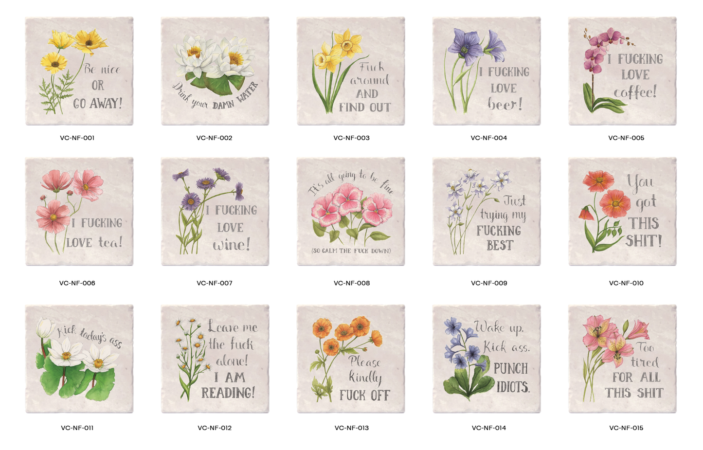 Versatile Coasters Canada - Naughty Florals Retailer Coasters