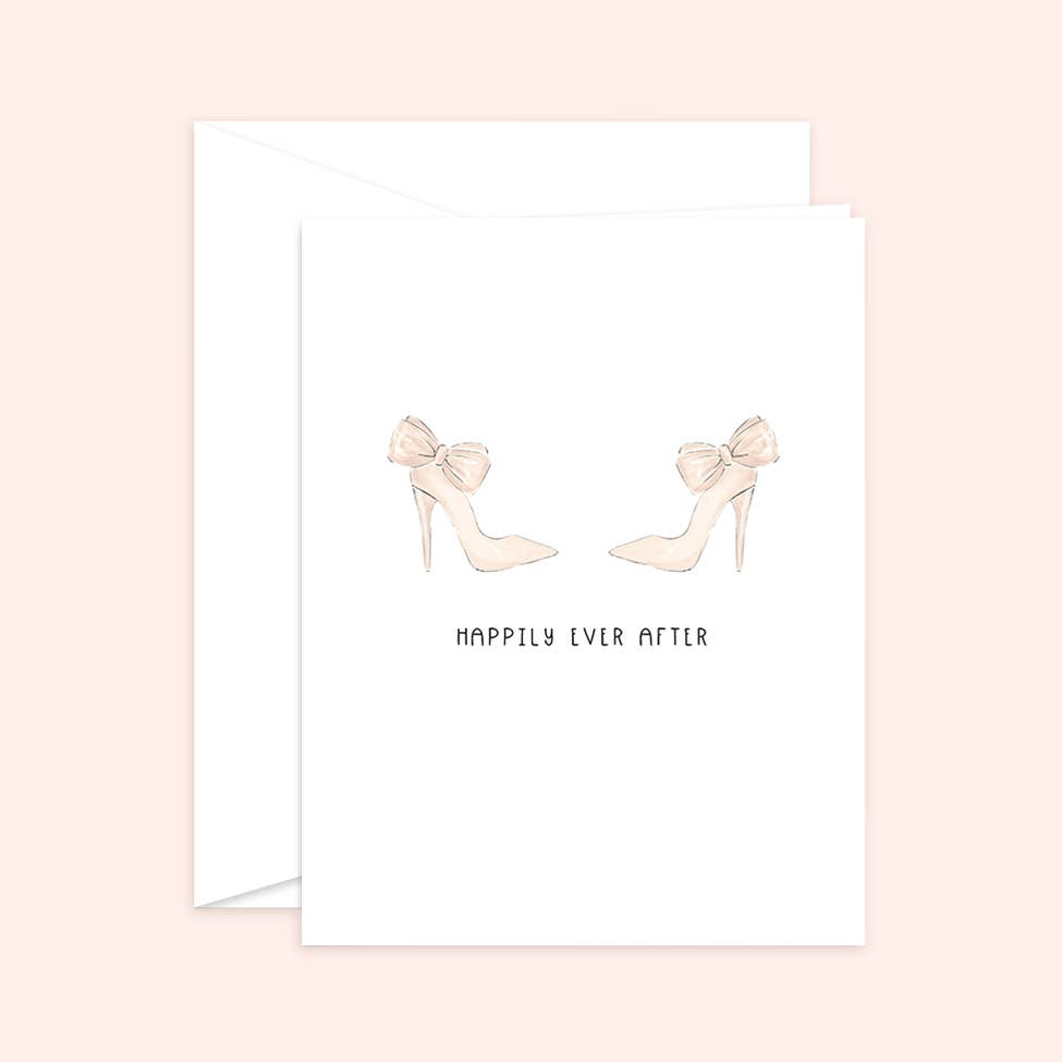 Almeida Illustrations - Happily Ever After Mrs + Mrs Newlywed Lesbian Gay LGBTQ+Greeting Card: White