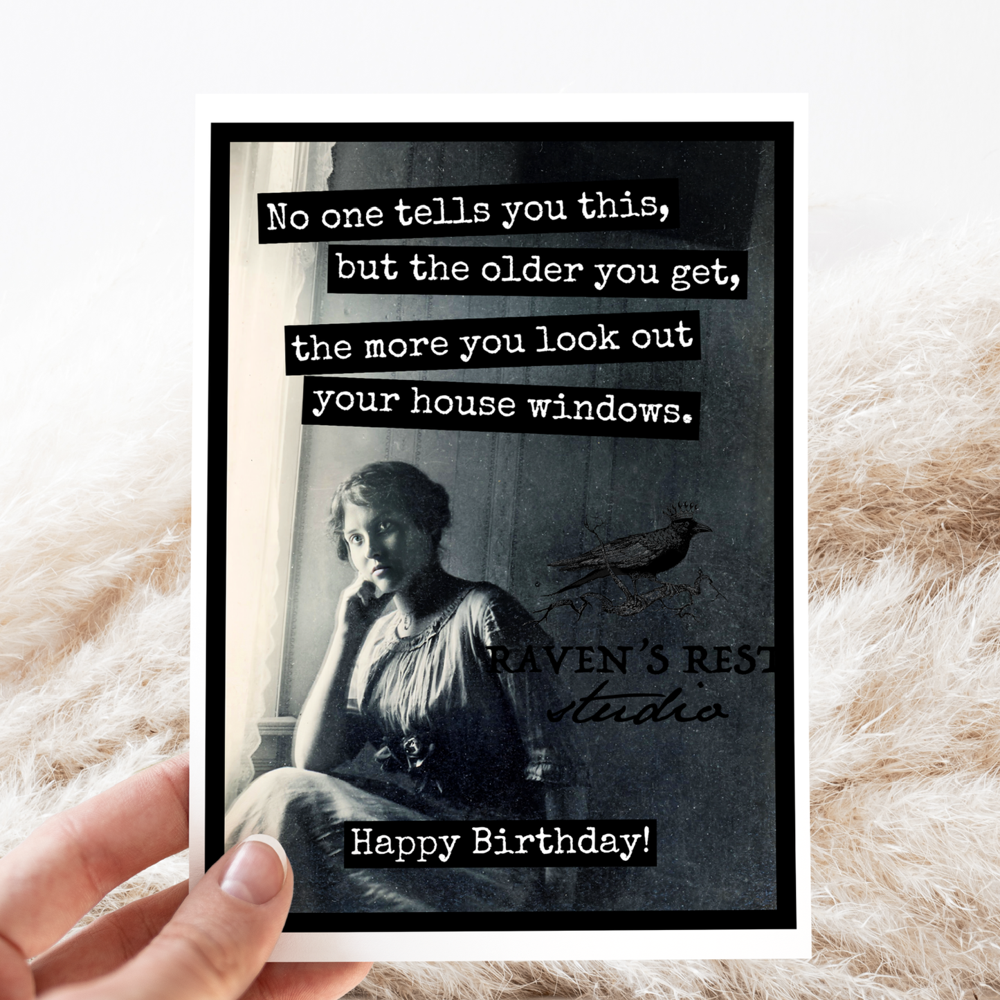Raven's Rest Studio - Birthday Card. No One Tells You This... Vintage Photo