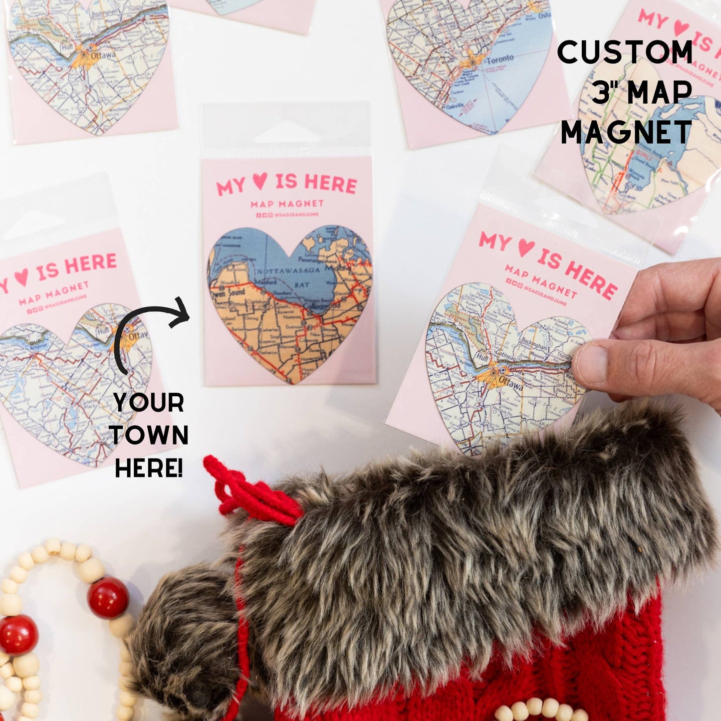 Sadie & June - Custom Map Magnet: "My Heart is Here"