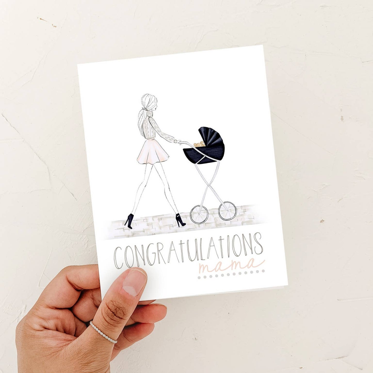Almeida Illustrations - Congrats Mama! - Mom to Be, New Mom Greeting Card: White