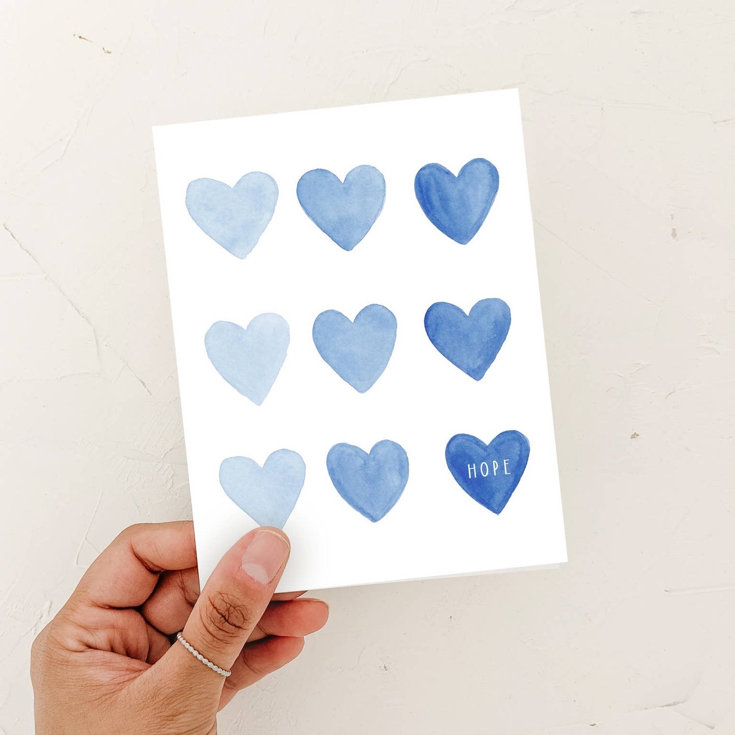 Almeida Illustrations - Hearts of Hope - Blue Encouragement & Sympathy Greeting Card: White