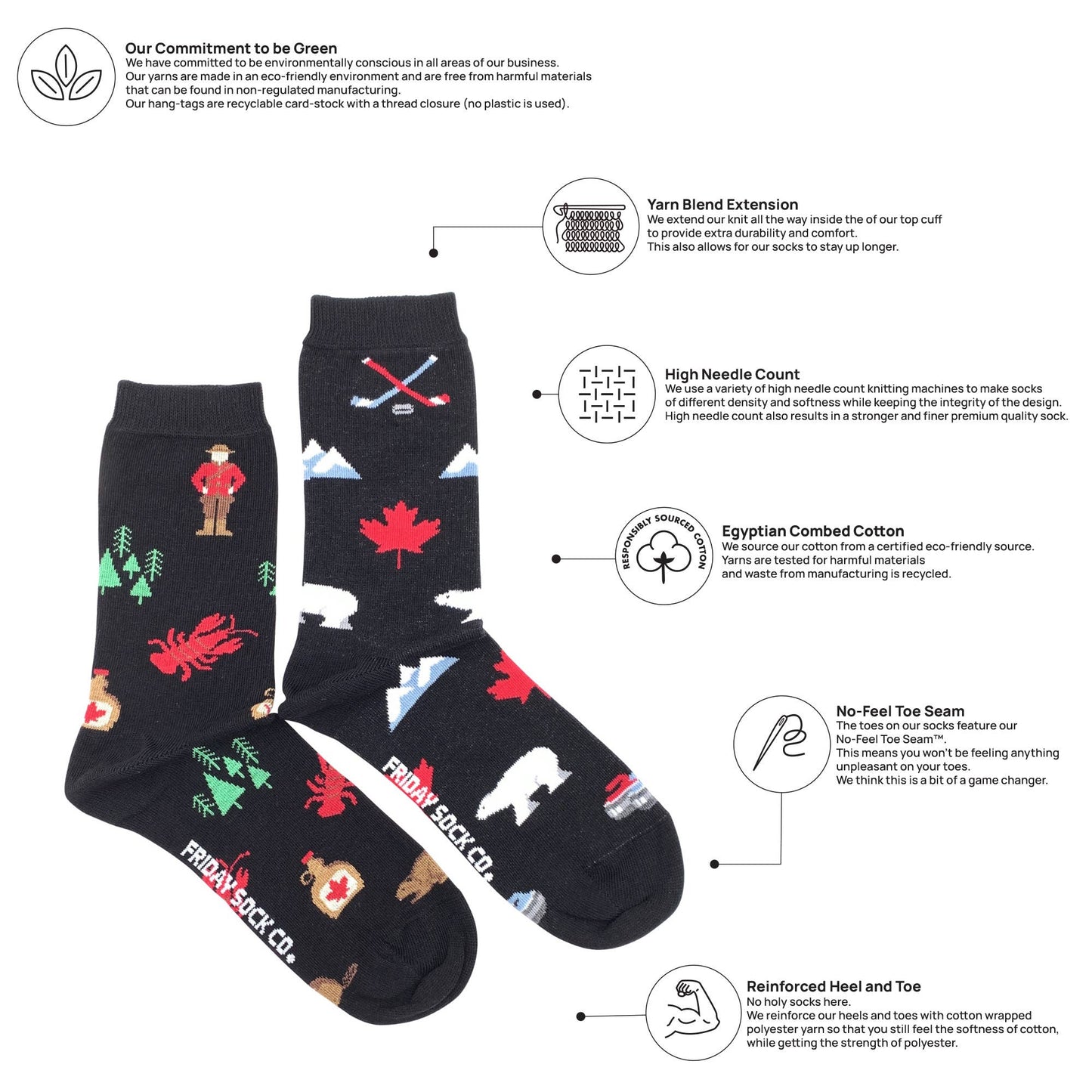 Friday Sock Co. - Women's Canada Icons Socks: Women’s 5 – 10