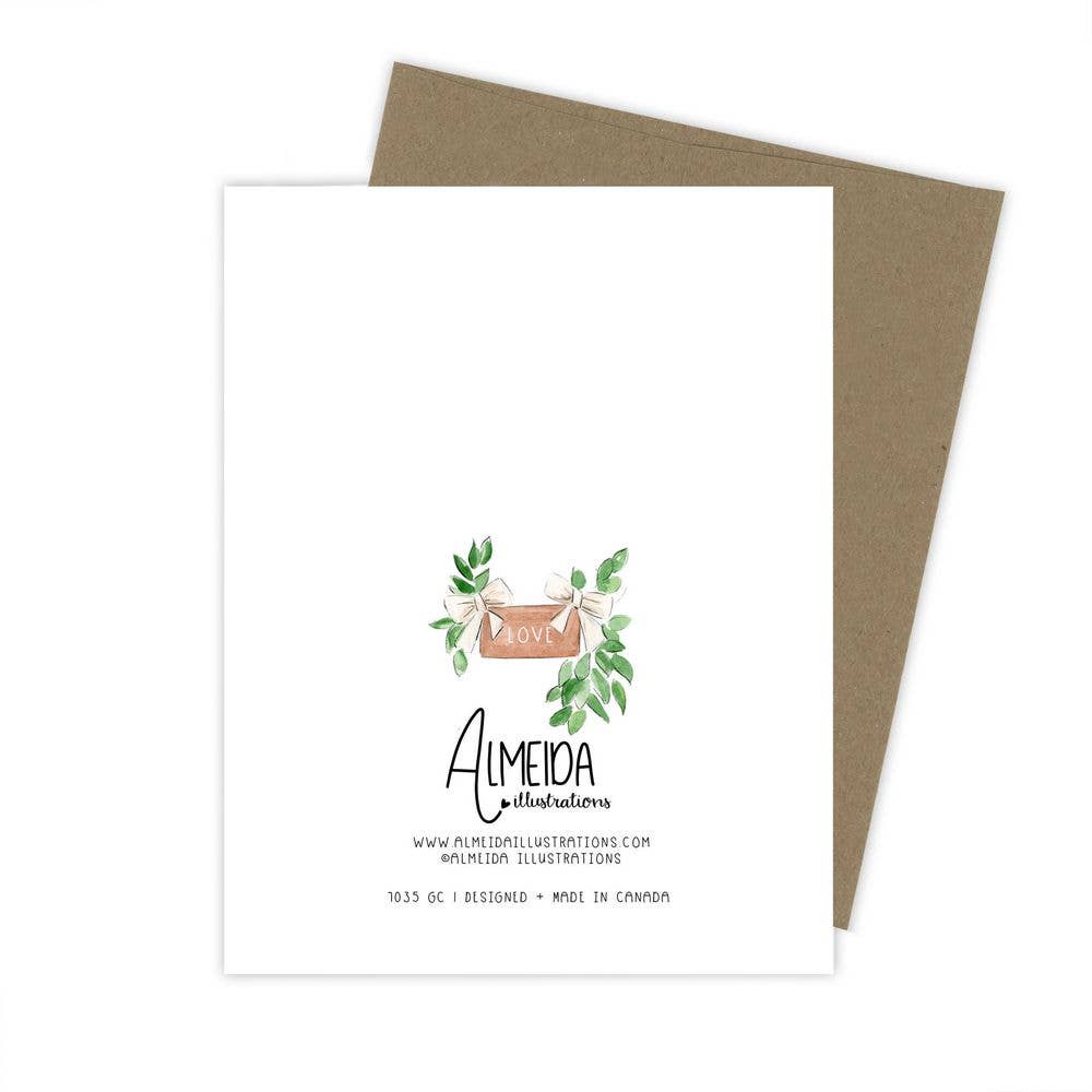 Almeida Illustrations - Happily Ever After Mrs + Mrs Newlywed Lesbian Gay LGBTQ+Greeting Card: White