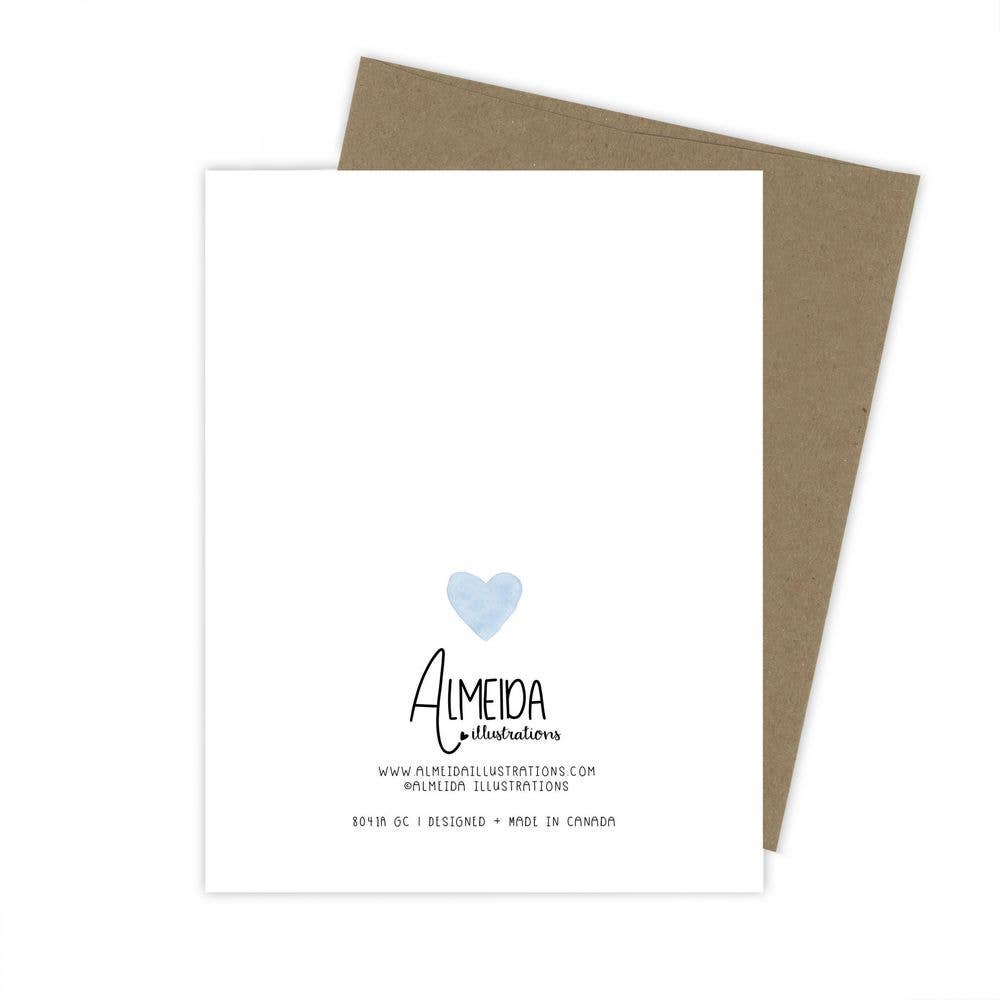 Almeida Illustrations - Hearts of Hope - Blue Encouragement & Sympathy Greeting Card: White