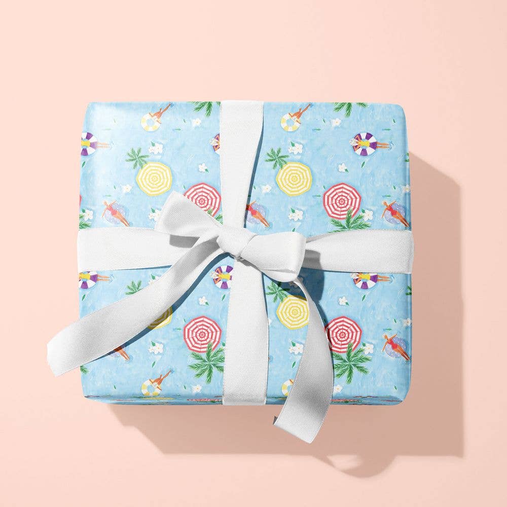 Almeida Illustrations - Pool Ladies Fashion Birthday Gift Wrap: Single Sheet