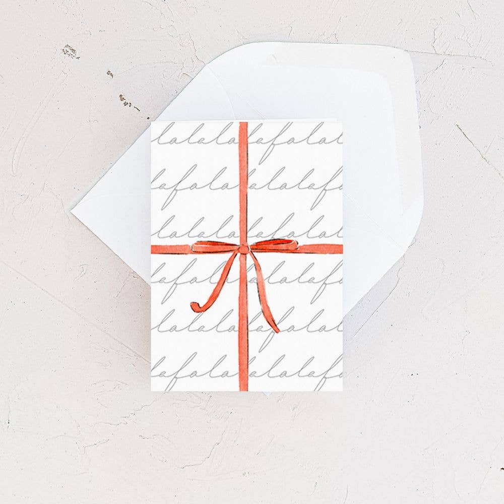 Almeida Illustrations - Mini Card - Red Bow Falala Christmas Enclosure Card