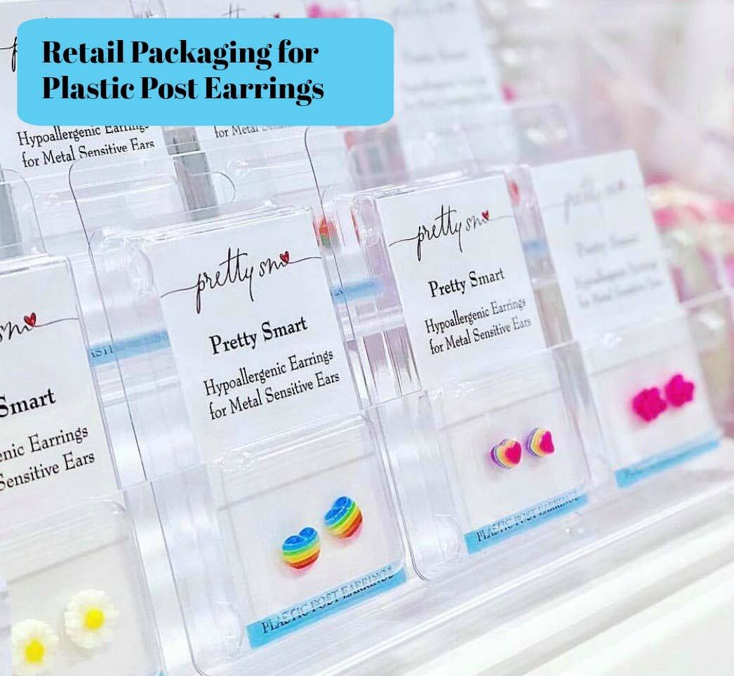 Pretty Smart - Ice Cream Cone Stud Earrings, 10mm: Blue / Invisible Clip On