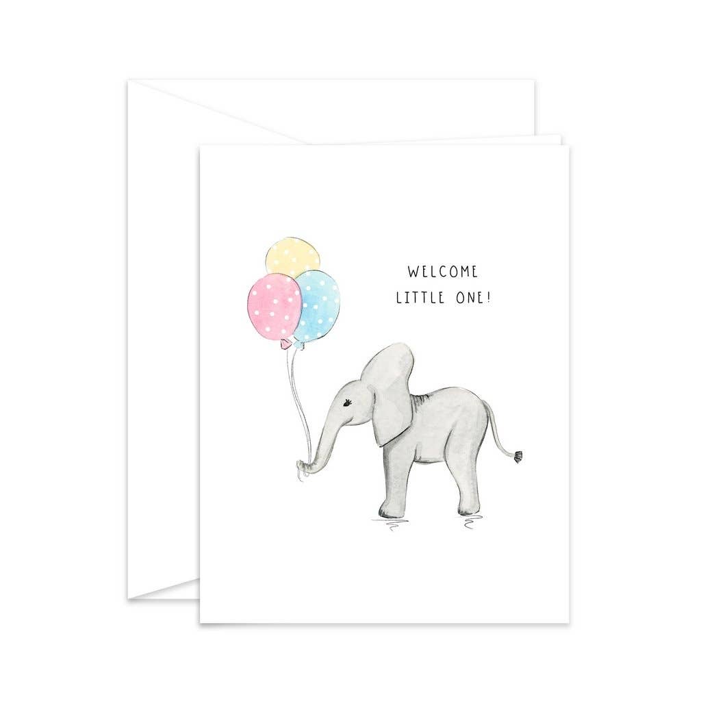 Almeida Illustrations - Welcome Little One! Newborn Baby Greeting Card: White