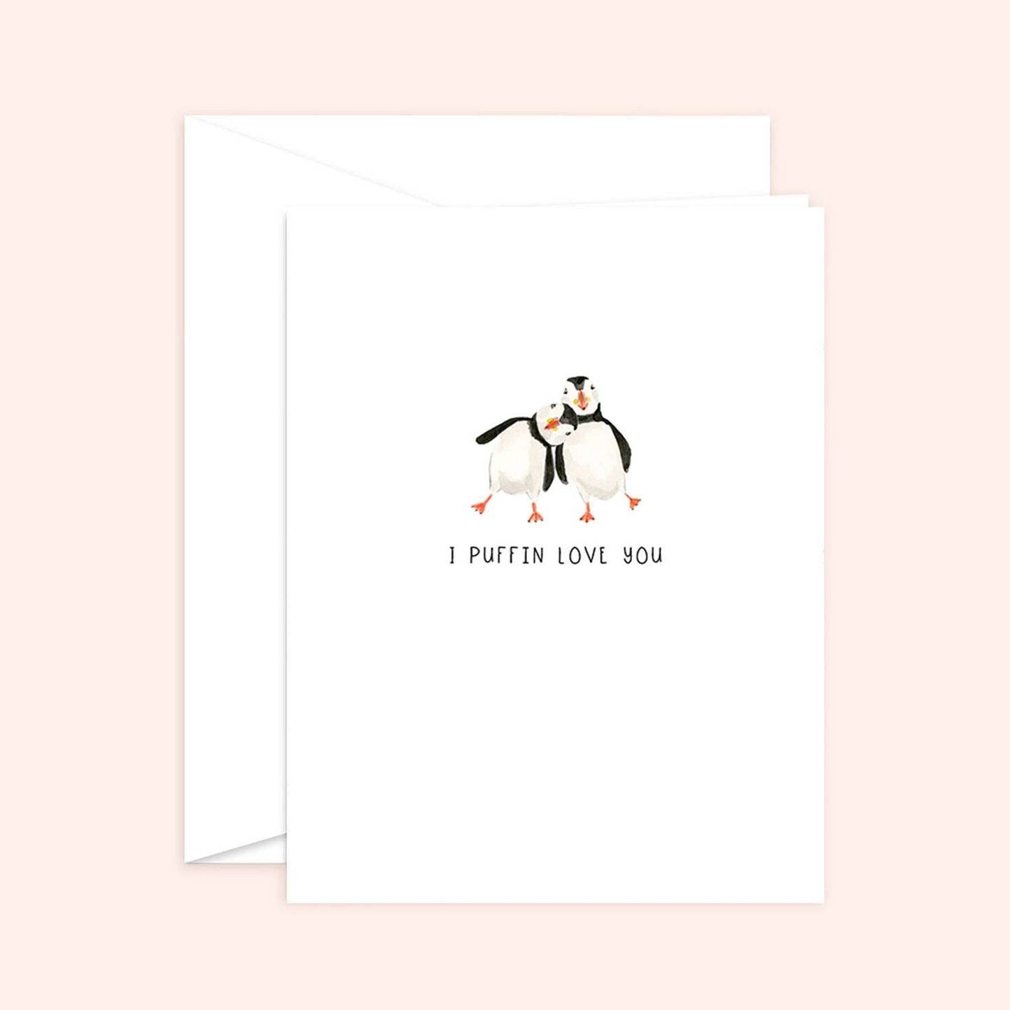 Almeida Illustrations - Puffin Love Card | Anniversary Card: White