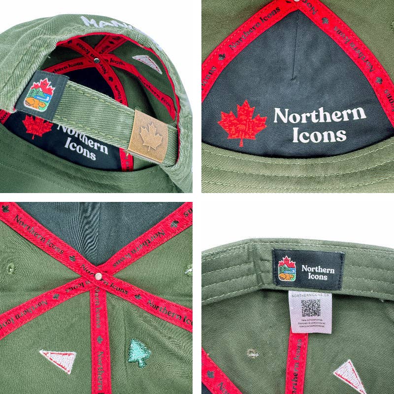 Northern Icons Creations INC - Canada Icons All-Over Embroidery Cotton Cap: Black