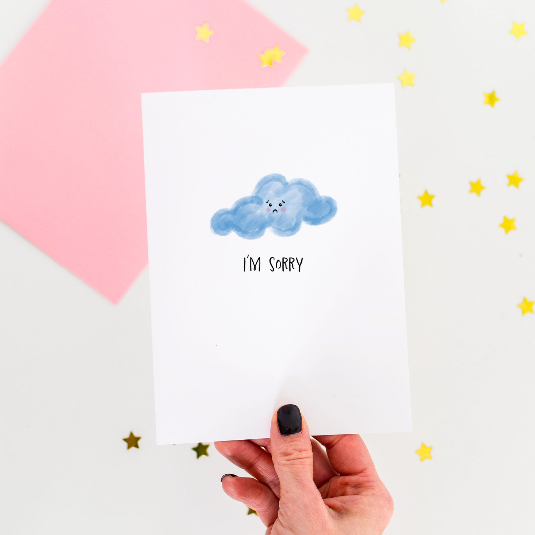 The Pretty Pink Studio - I'm Sorry Sad Cloud | Condolence Sympathy Greeting Card