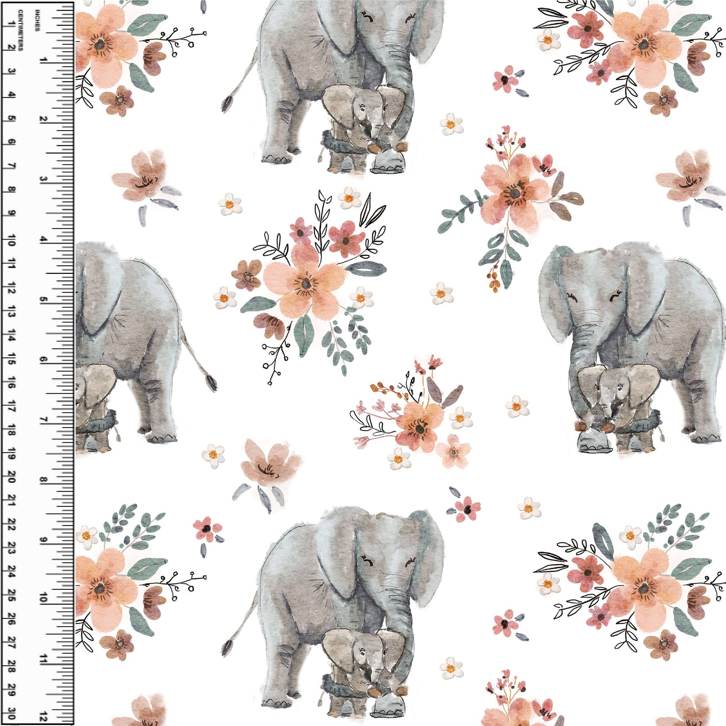 Busy Little Stitches - Elephant Family Floral Toddler Blanket