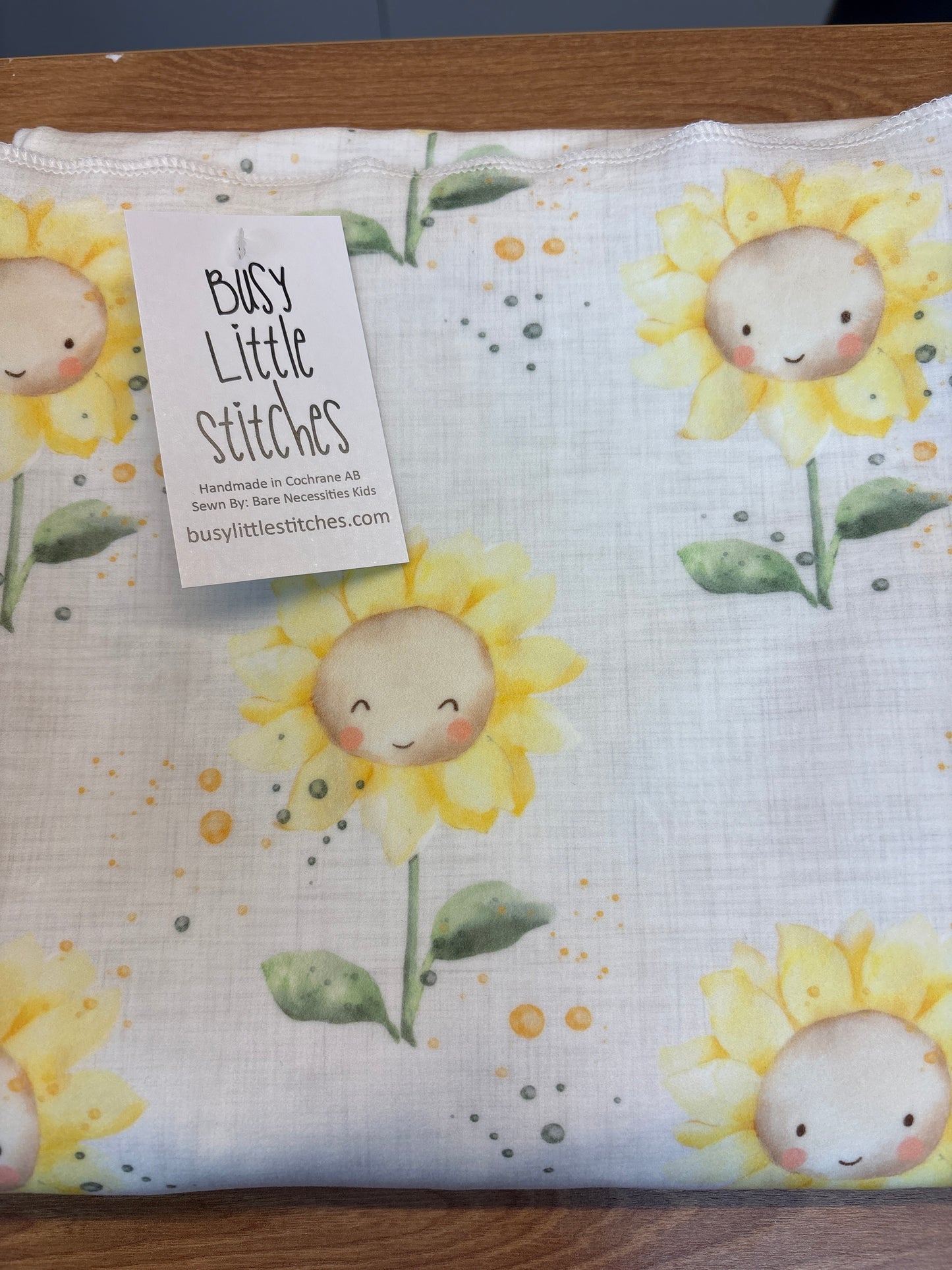 Busy Little Stitches - Sunflowers Linen blanket