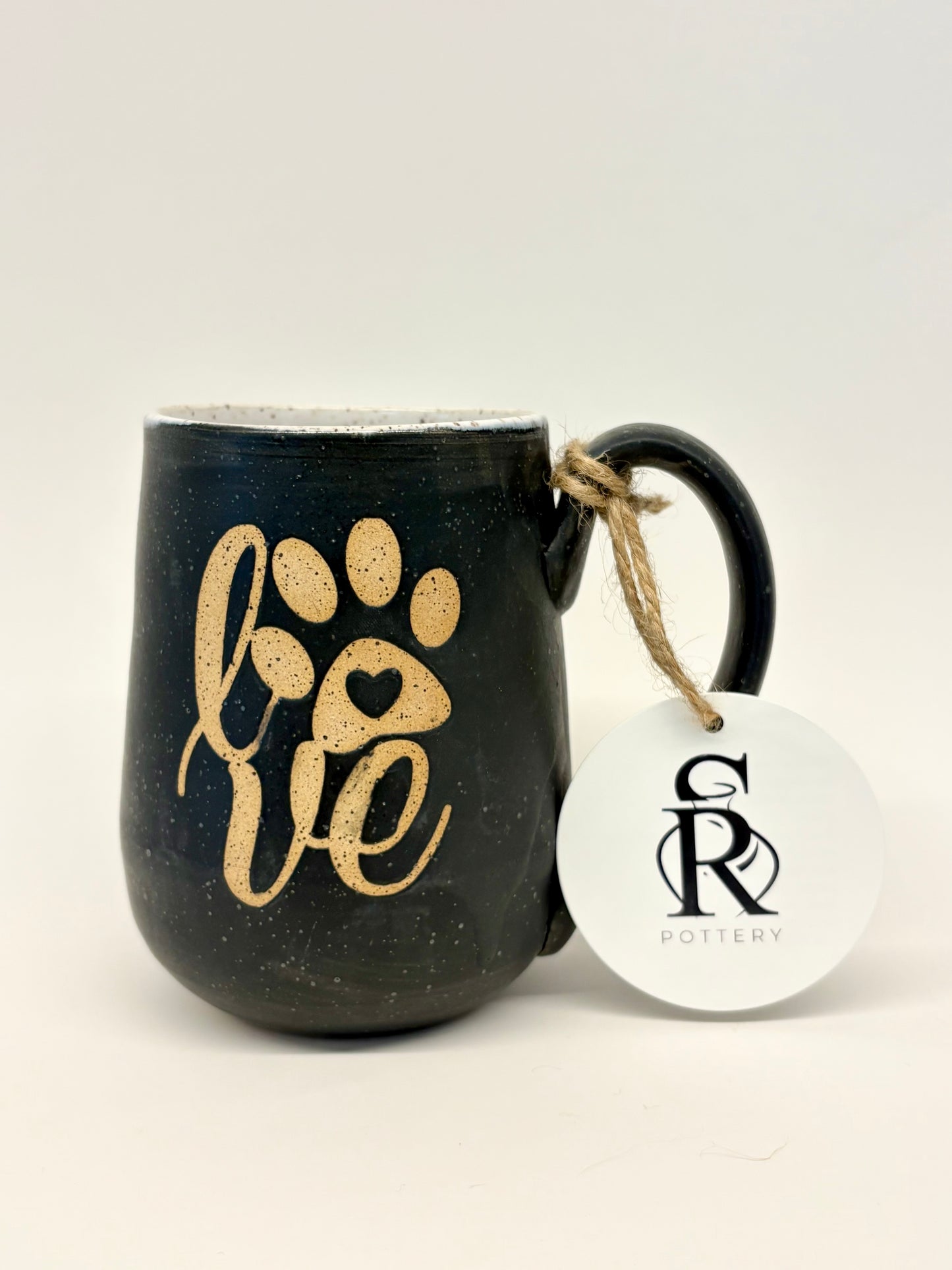 Stoney Ridge - Black pottery paw love mug